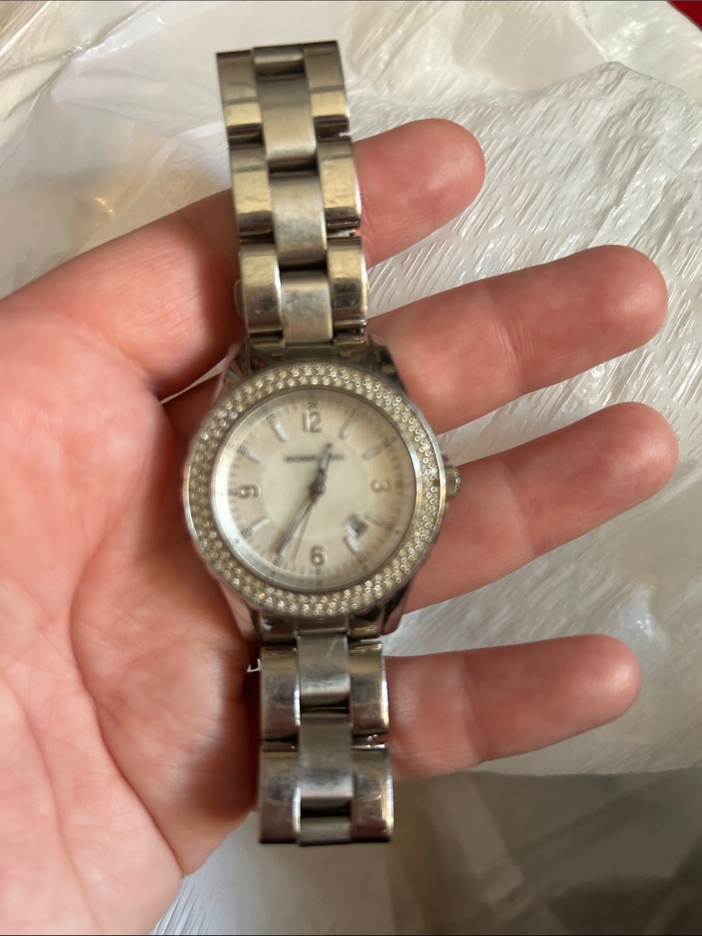 Michael Kors Silver-Tone Crystal Bezel Women's Watch